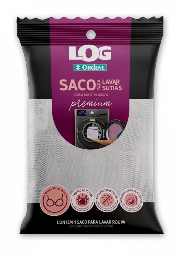 Encontraproduto.com.br - Saco para Lavar Roupa Delicada Sutiã Premium Branco/Azul Log Ordene