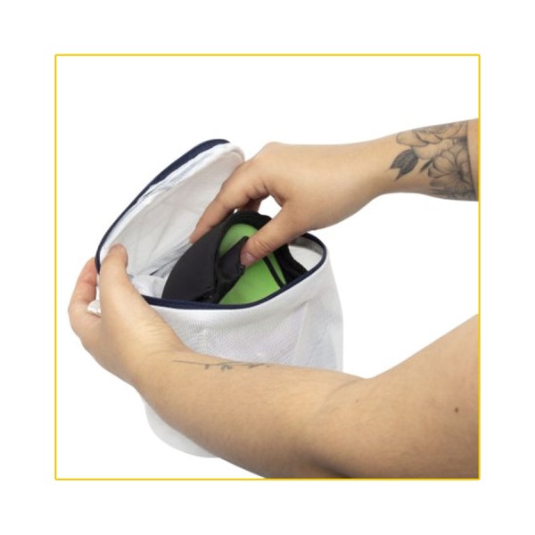 Encontraproduto.com.br - Saco para Lavar Roupa Delicada Sutiã Premium Branco/Azul Log Ordene