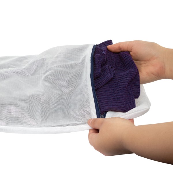 Encontraproduto.com.br - Saco para Lavar Roupa Premium Pequeno Branco/Azul Log Ordene
