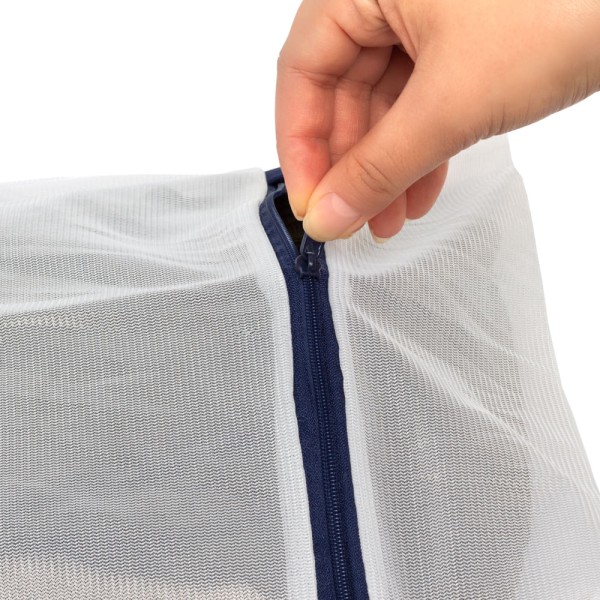 Encontraproduto.com.br - Saco para Lavar Roupa Premium Pequeno Branco/Azul Log Ordene