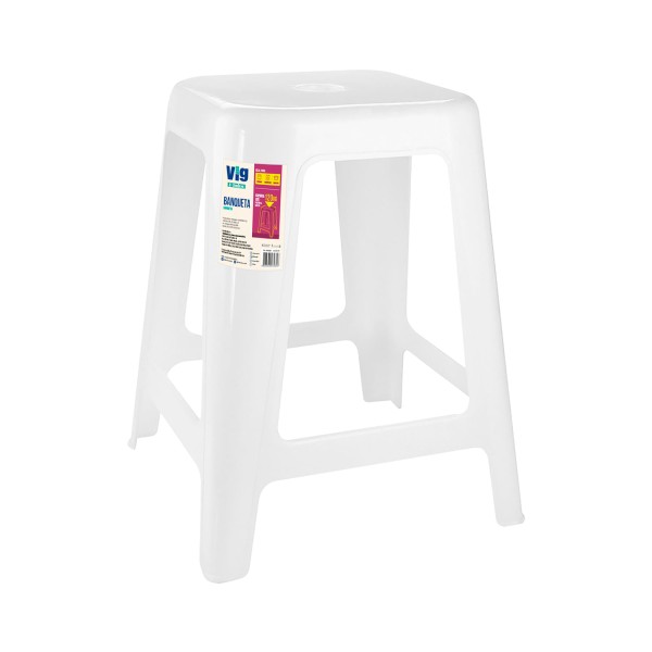 Encontraproduto.com.br - Banqueta Plástica Multiuso com Base Reforçada Vig Branca - Ordene