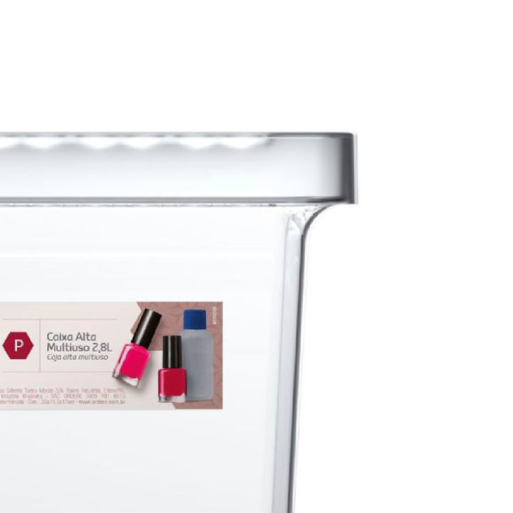 Encontraproduto.com.br - Organizador Plástico Multiuso Alto Cristal 2,8L Hana Ordene