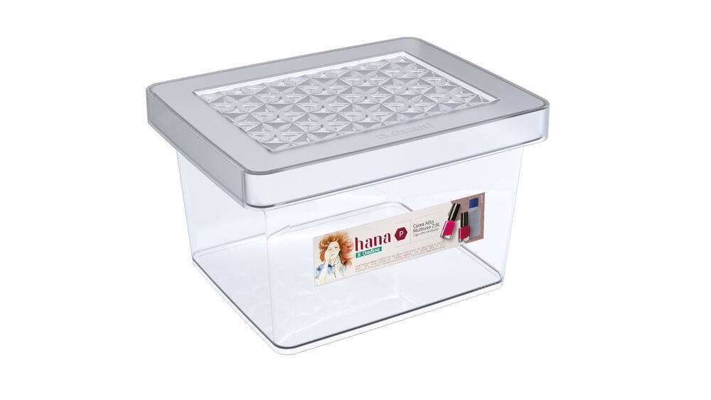 Encontraproduto.com.br - Organizador Plástico Multiuso Alto Cristal 2,8L Hana Ordene