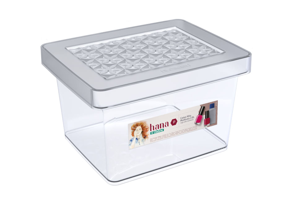 Encontraproduto.com.br - Organizador Plástico Multiuso Alto Cristal 2,8L Hana Ordene