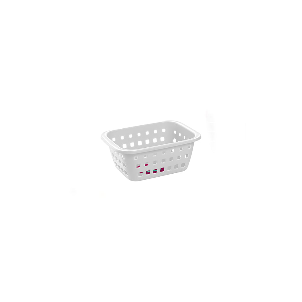 Encontraproduto.com.br - Cesto Organizador Plástico com Furação Branco 1,4L Log Ordene