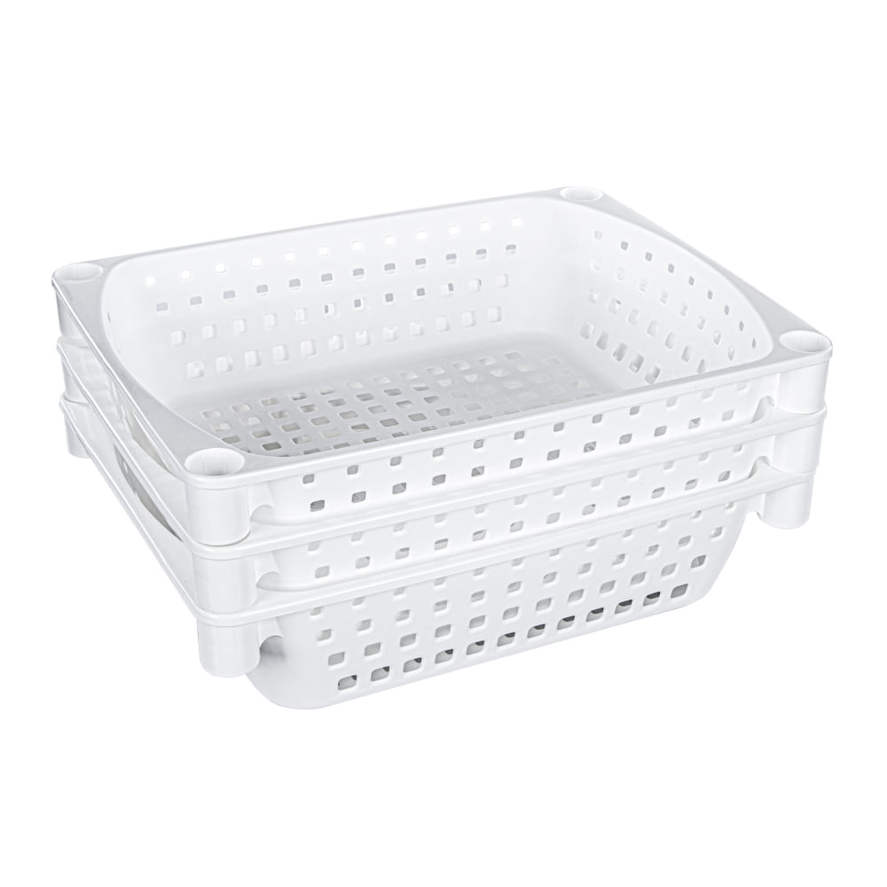 Encontraproduto.com.br - Fruteira Plástica com 3 Bandejas Branca Log Ordene