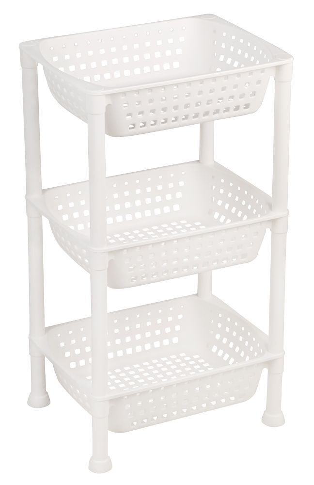 Encontraproduto.com.br - Fruteira Plástica com 3 Bandejas Branca Log Ordene