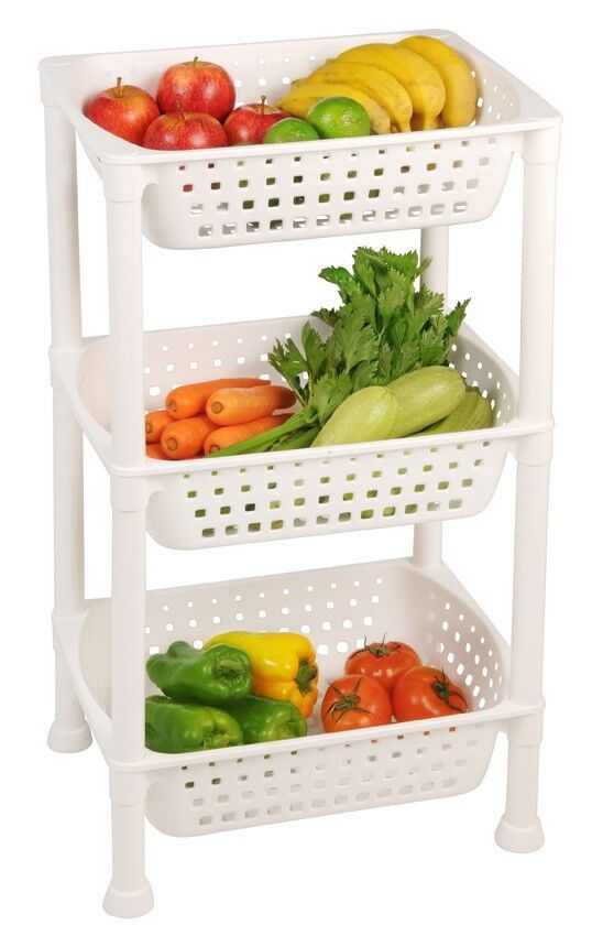 Encontraproduto.com.br - Fruteira Plástica com 3 Bandejas Branca Log Ordene