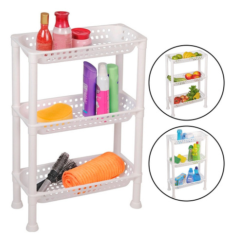 Encontraproduto.com.br - Estante Plástica Multiuso com 3 Prateleiras Branca Utti Ordene