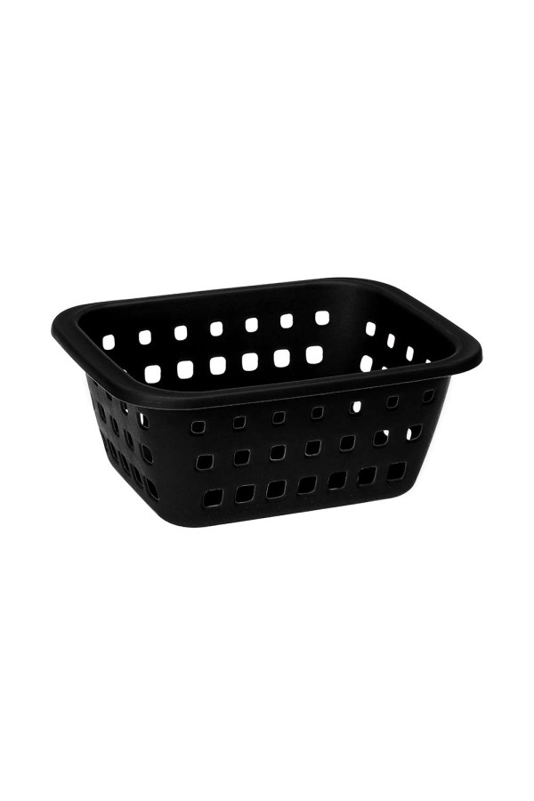 Encontraproduto.com.br - Cesto Organizador Plástico com Furação Preto 1,4L Log Ordene