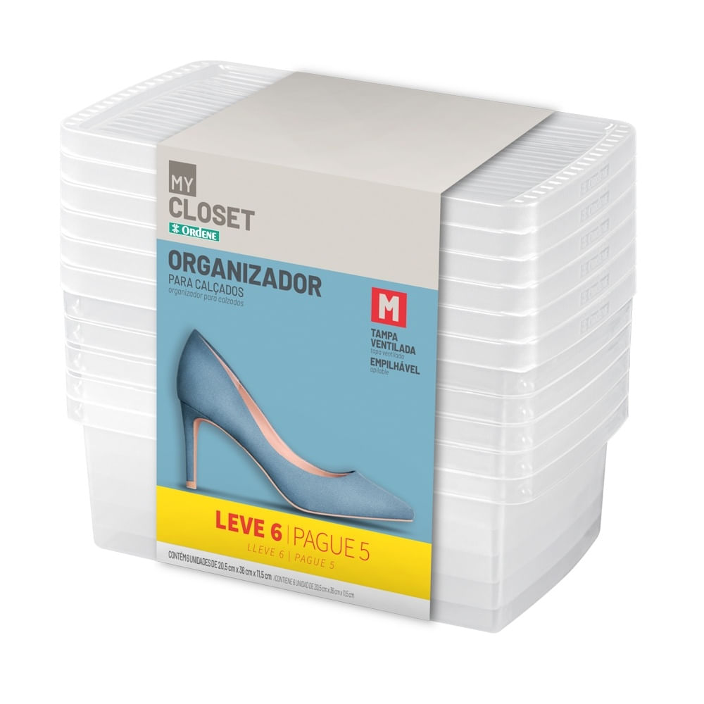 Encontraproduto.com.br - Organizador para Sapatos Cristal 6,9L Leve 6 Pague 5 Ordene