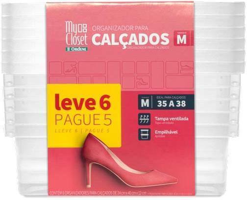 Encontraproduto.com.br - Organizador para Sapatos Cristal 6,9L Leve 6 Pague 5 Ordene