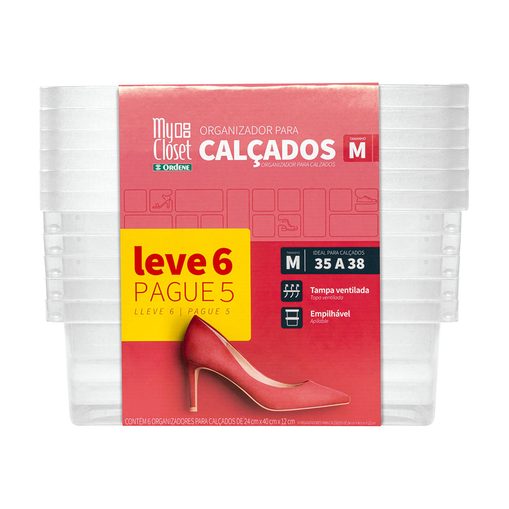 Encontraproduto.com.br - Organizador para Sapatos Cristal 6,9L Leve 6 Pague 5 Ordene
