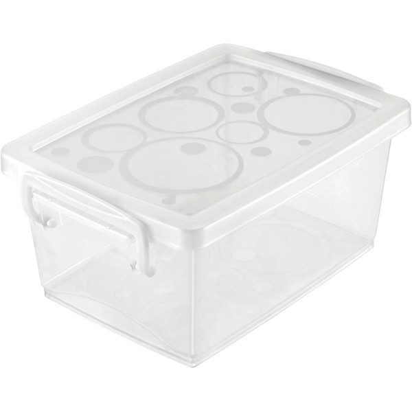 Encontraproduto.com.br - Caixa Organizadora Plástica com Trava e Alça Cristal 400ml Bel Ordene