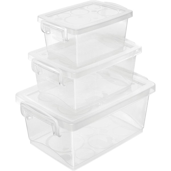 Encontraproduto.com.br - Caixa Organizadora Plástica com Trava e Alça Cristal 400ml Bel Ordene