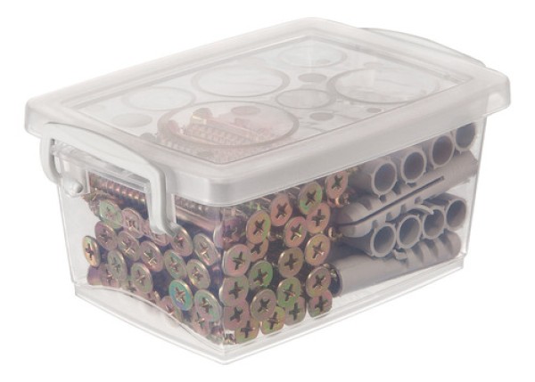 Encontraproduto.com.br - Caixa Organizadora Plástica com Trava e Alça Cristal 400ml Bel Ordene