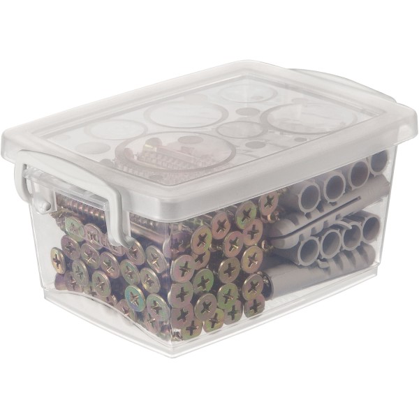 Encontraproduto.com.br - Caixa Organizadora Plástica com Trava e Alça Cristal 400ml Bel Ordene