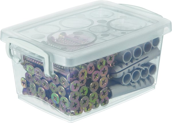 Encontraproduto.com.br - Caixa Organizadora Plástica com Trava e Alça Cristal 400ml Bel Ordene