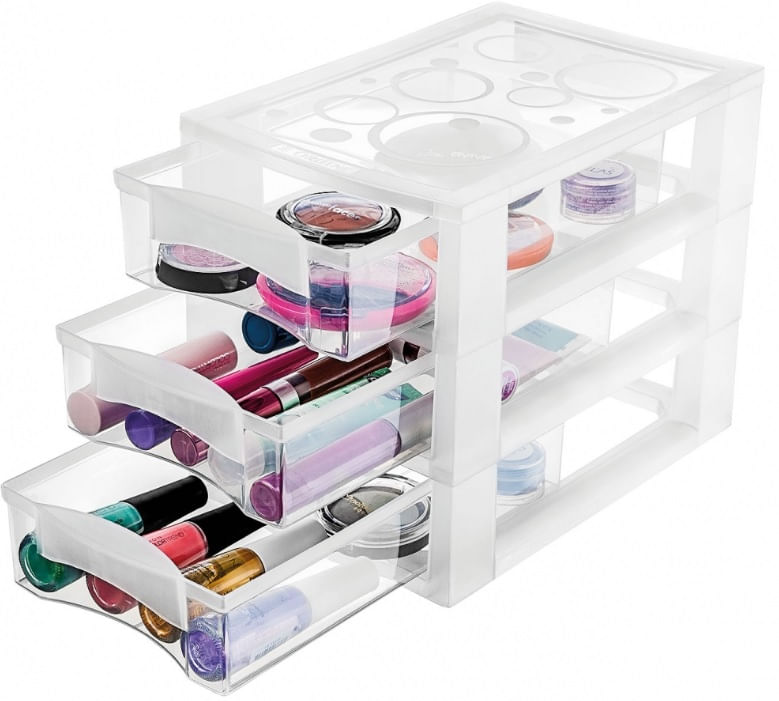 Encontraproduto.com.br - Gaveteiro de Mesa Plástico M com 3 Gavetas Ordene