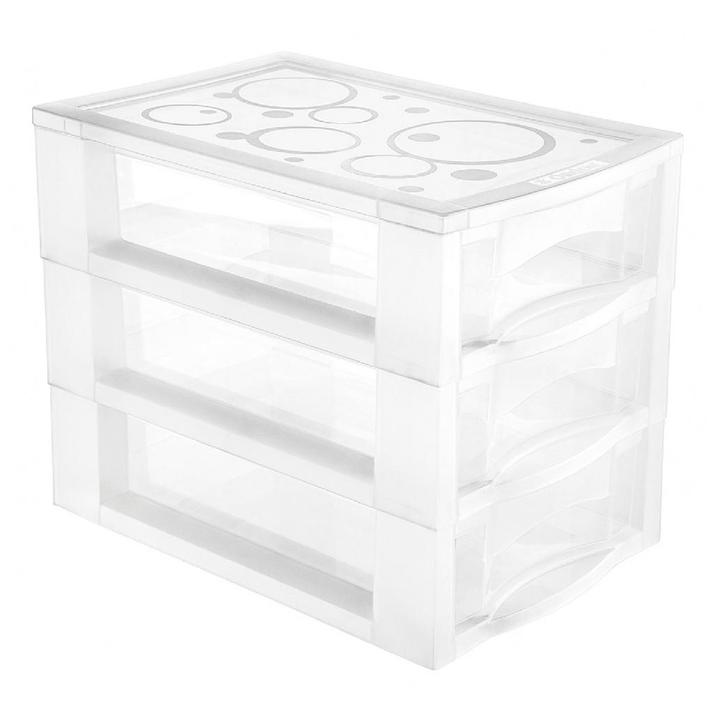 Encontraproduto.com.br - Gaveteiro de Mesa Plástico M com 3 Gavetas Ordene