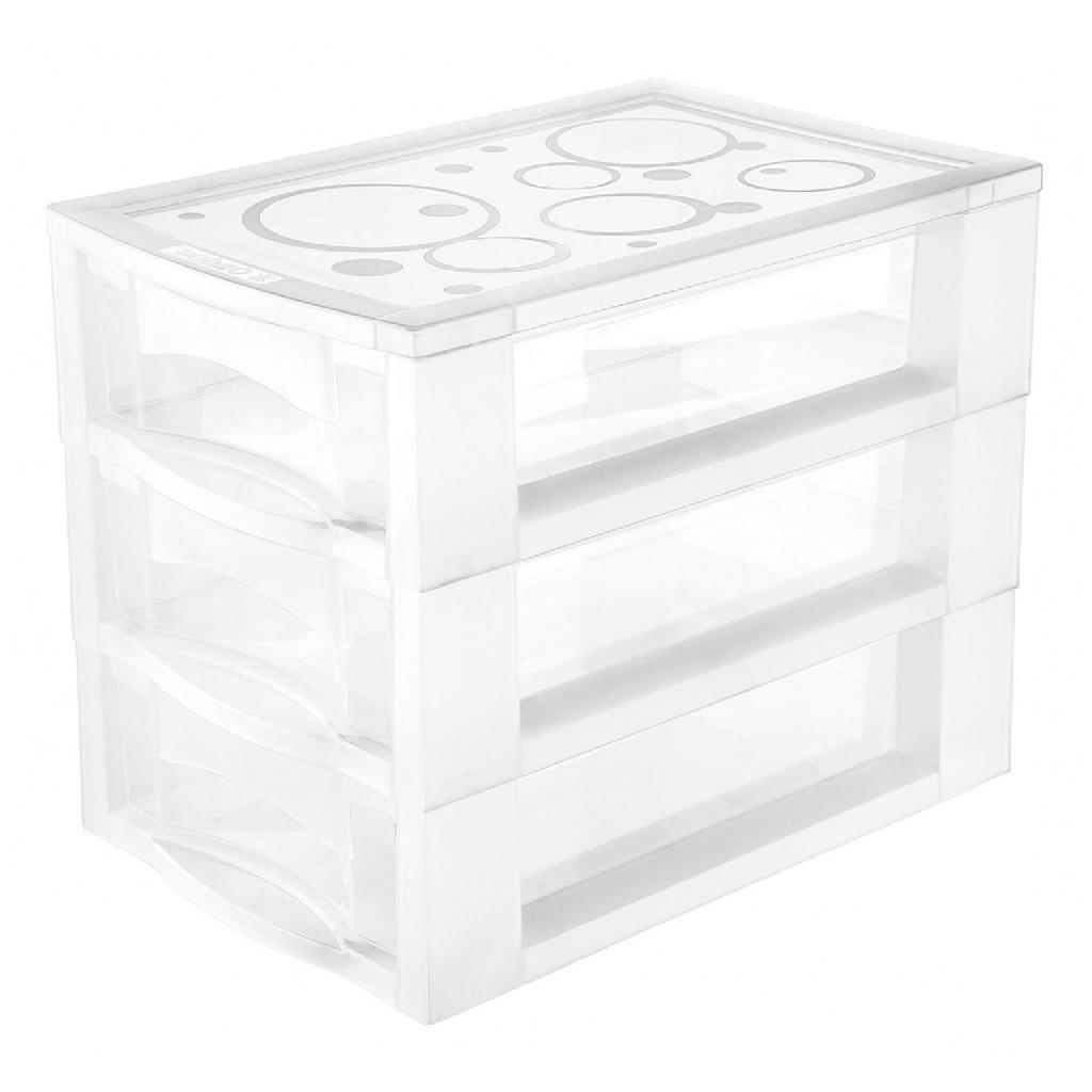 Encontraproduto.com.br - Gaveteiro de Mesa Plástico M com 3 Gavetas Ordene
