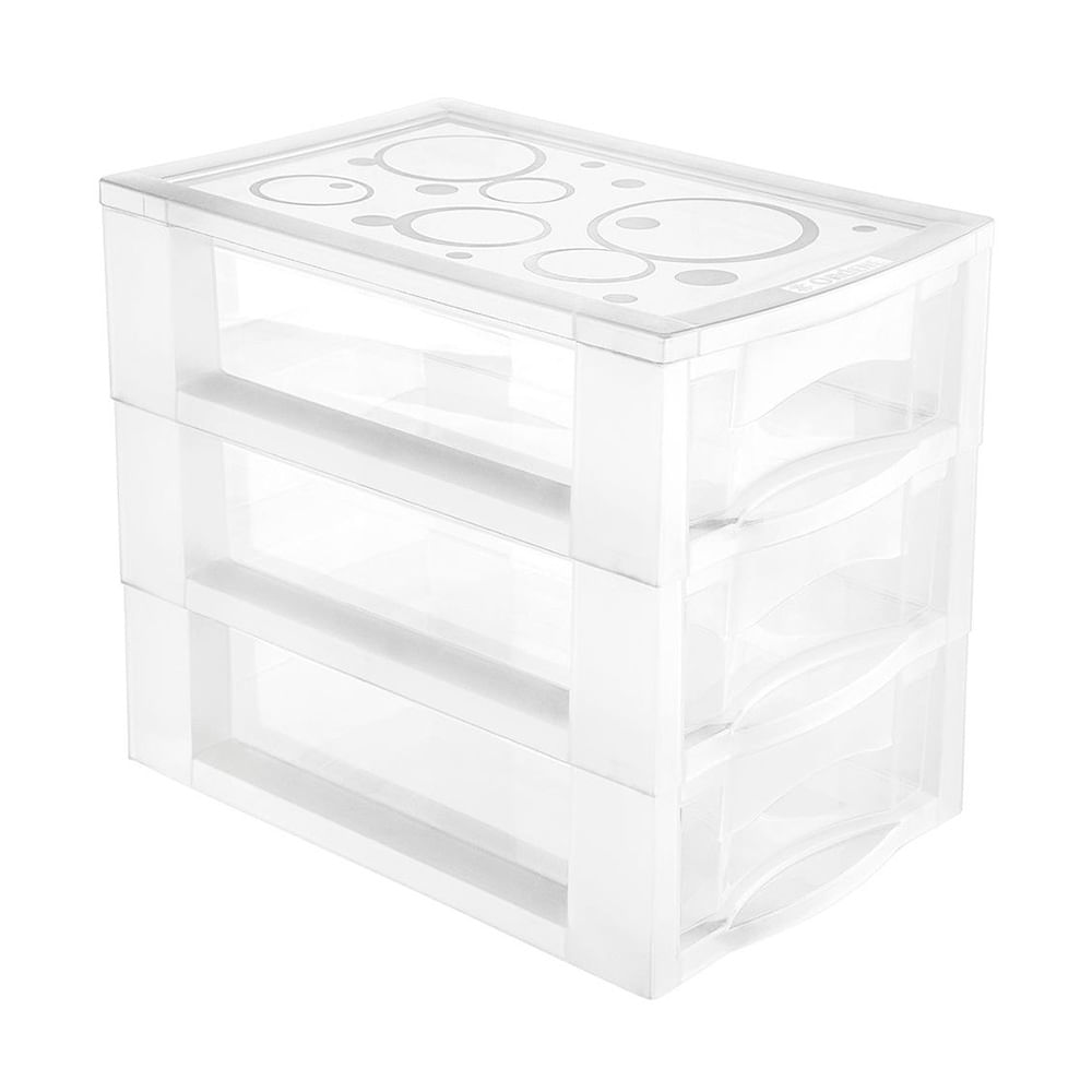Encontraproduto.com.br - Gaveteiro de Mesa Plástico M com 3 Gavetas Ordene