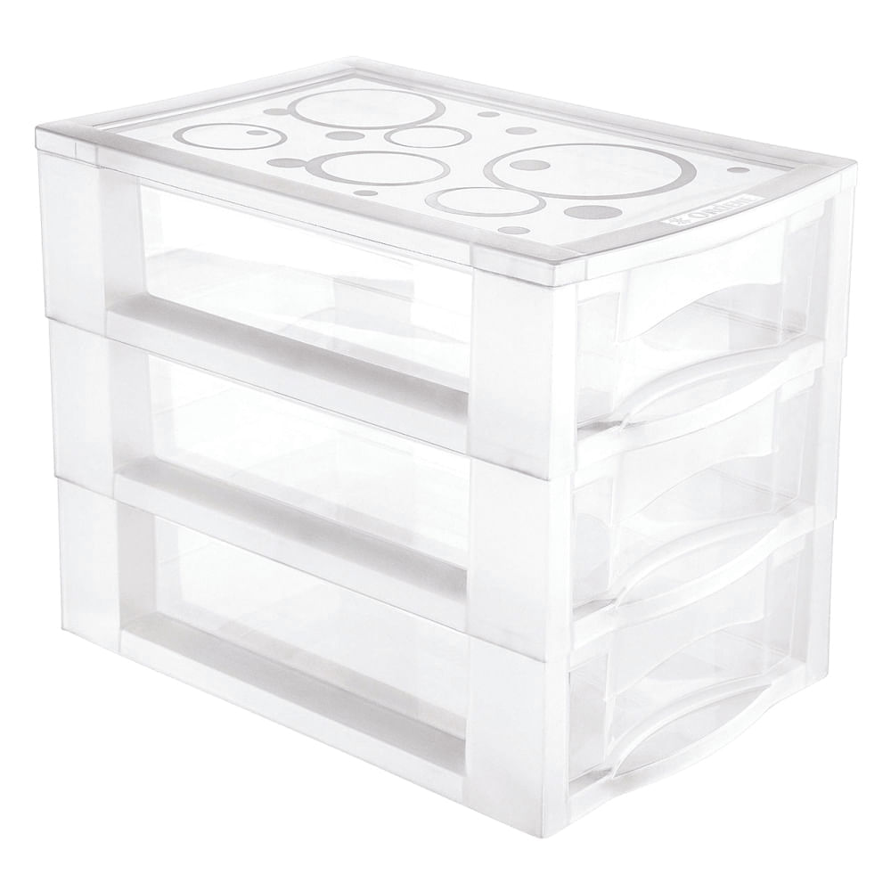 Encontraproduto.com.br - Gaveteiro de Mesa Plástico M com 3 Gavetas Ordene