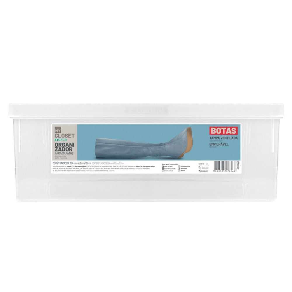 Encontraproduto.com.br - Organizador Plástico para Botas Cristal 19,5L Ordene