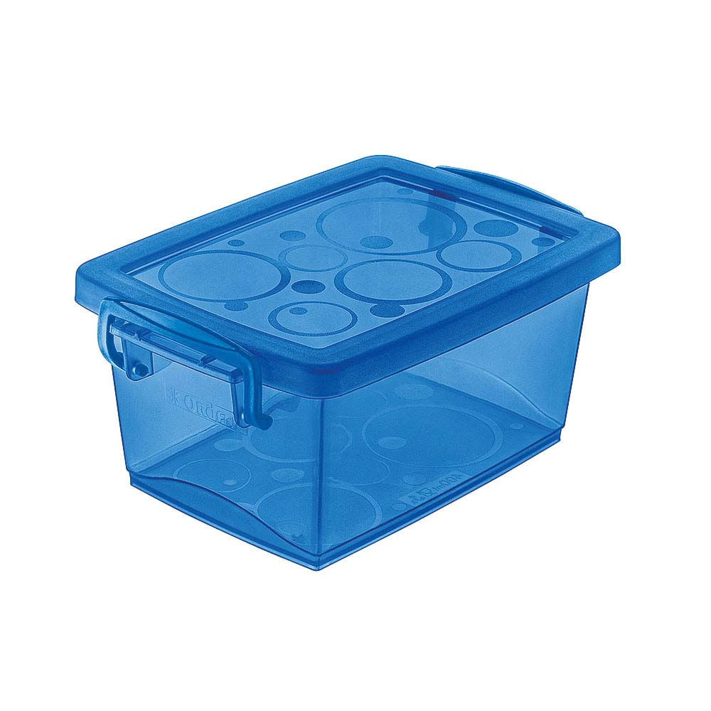 Caixa organizadora com trava 400ml azul Ordene