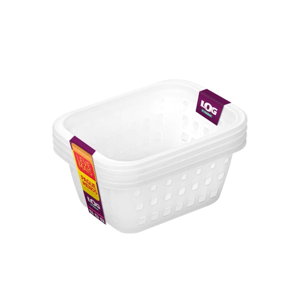 Encontraproduto.com.br - Conjunto com 4 Cestos Organizadores 1,4 Litros Incolor Ordene Log