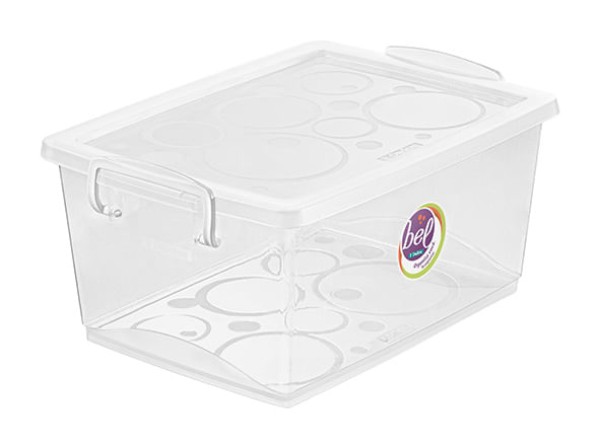 Encontraproduto.com.br - Caixa Organizadora Plástica com Trava e Alça Cristal 4L Bel Ordene