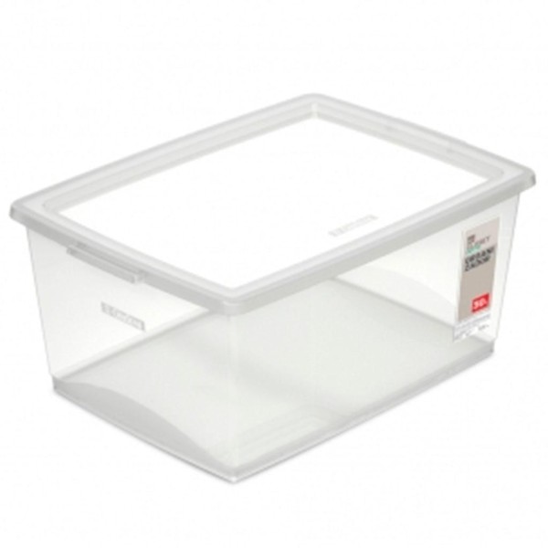 Encontraproduto.com.br - Caixa Organizadora Plástica com Trava e Alça Cristal 4L Bel Ordene