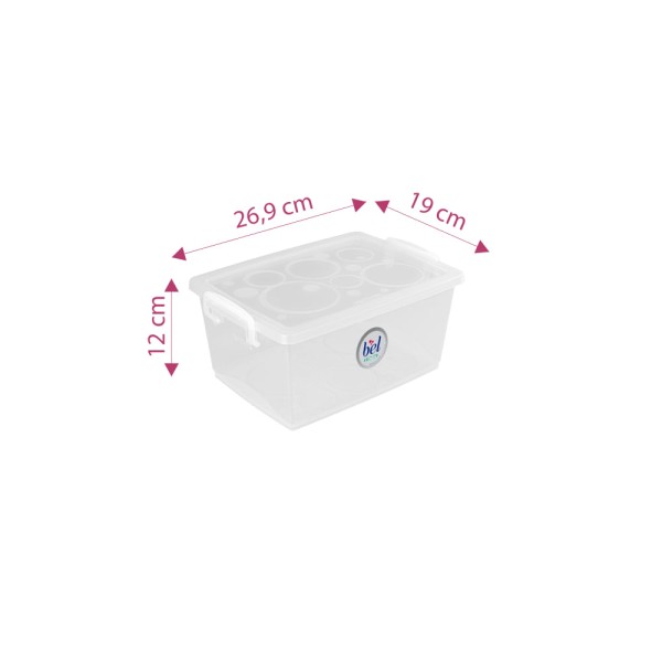 Encontraproduto.com.br - Caixa Organizadora Plástica com Trava e Alça Cristal 4L Bel Ordene
