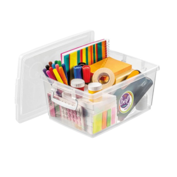Encontraproduto.com.br - Caixa Organizadora Plástica com Trava e Alça Cristal 4L Bel Ordene