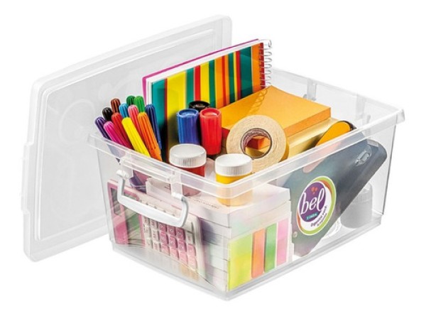 Encontraproduto.com.br - Caixa Organizadora Plástica com Trava e Alça Cristal 4L Bel Ordene