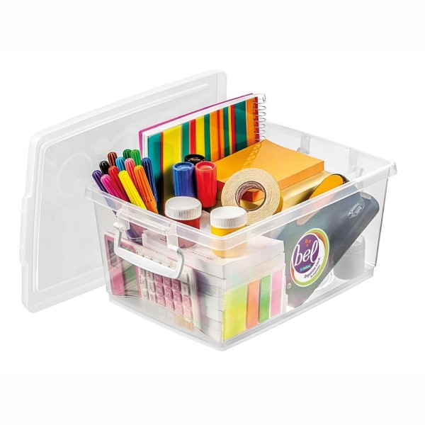 Encontraproduto.com.br - Caixa Organizadora Plástica com Trava e Alça Cristal 4L Bel Ordene