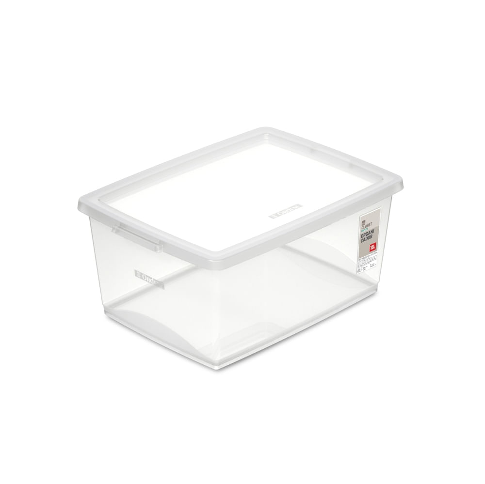 Encontraproduto.com.br - Caixa Organizadora Plástica Cristal 15L My Closet Ordene