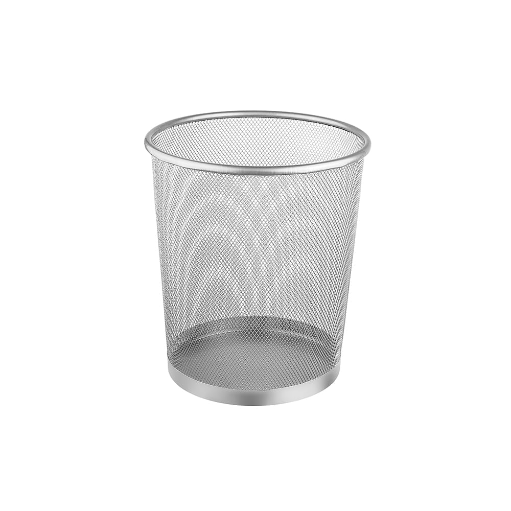 Cesto para Lixo Redondo de Metal Aramada Prata 8,5L Office Line Ordene