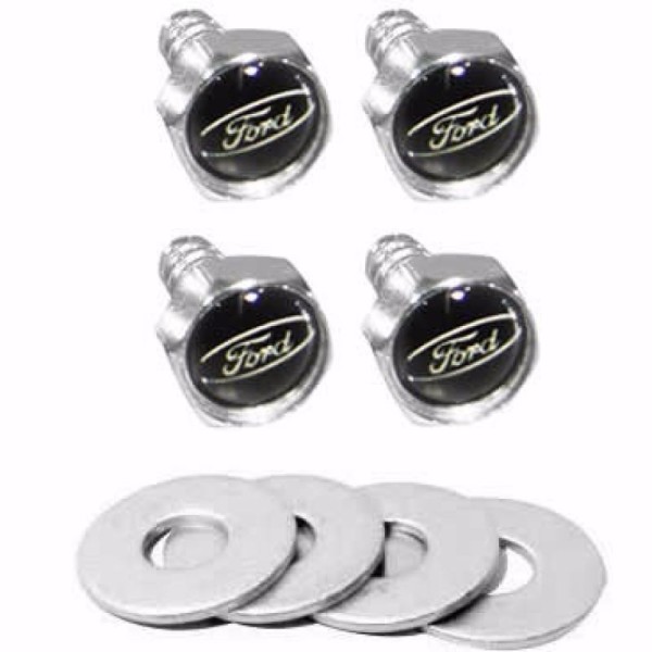 Encontraproduto.com.br - Parafusos De Placa Logomarca Emblema Ford Preto e Prata
