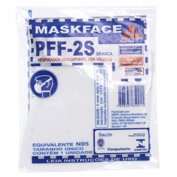 Encontraproduto.com.br - Máscara Respiradora AirSafety Sem Válvula PFF2s N95 Branca