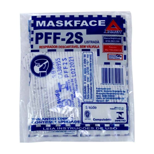 Encontraproduto.com.br - Máscara Respiradora AirSafety Sem Valvula PFF2s Kit C/ 100UN