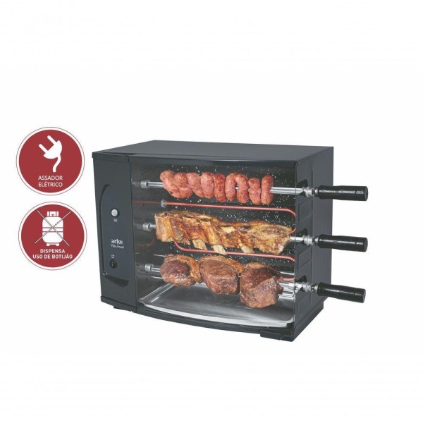 Encontraproduto.com.br - Churrasqueira Assador Rotativa Elétrica 3 Espetos 55 Cm Vitta Smart 127v - Arke