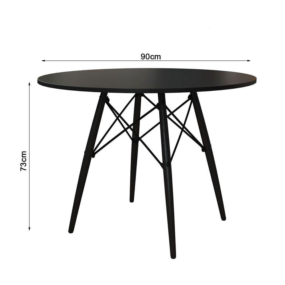 Encontraproduto.com.br - Mesa De Jantar Eames Eiffel Preta 90cm Base Madeira Maciça Preto