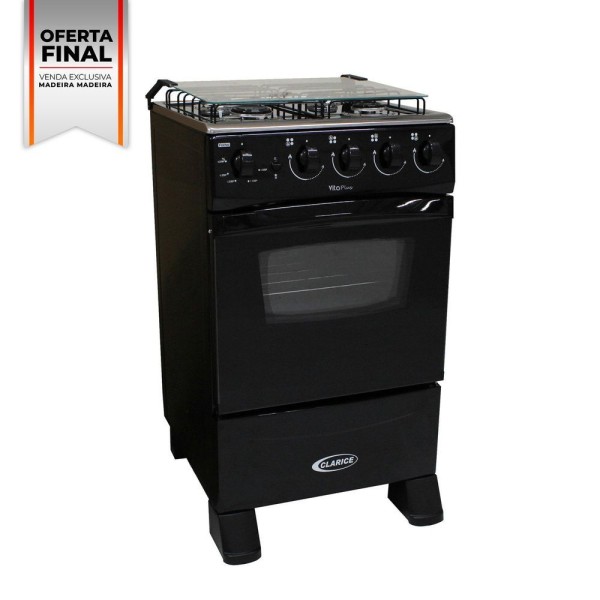 Encontraproduto.com.br - Fogão A Gás Vita Plus 4b Acendimento Automático Preto