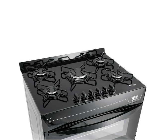 Encontraproduto.com.br - Fogão 5 Bocas Verita Gourmet Clarice Acendimento Automático - Preto