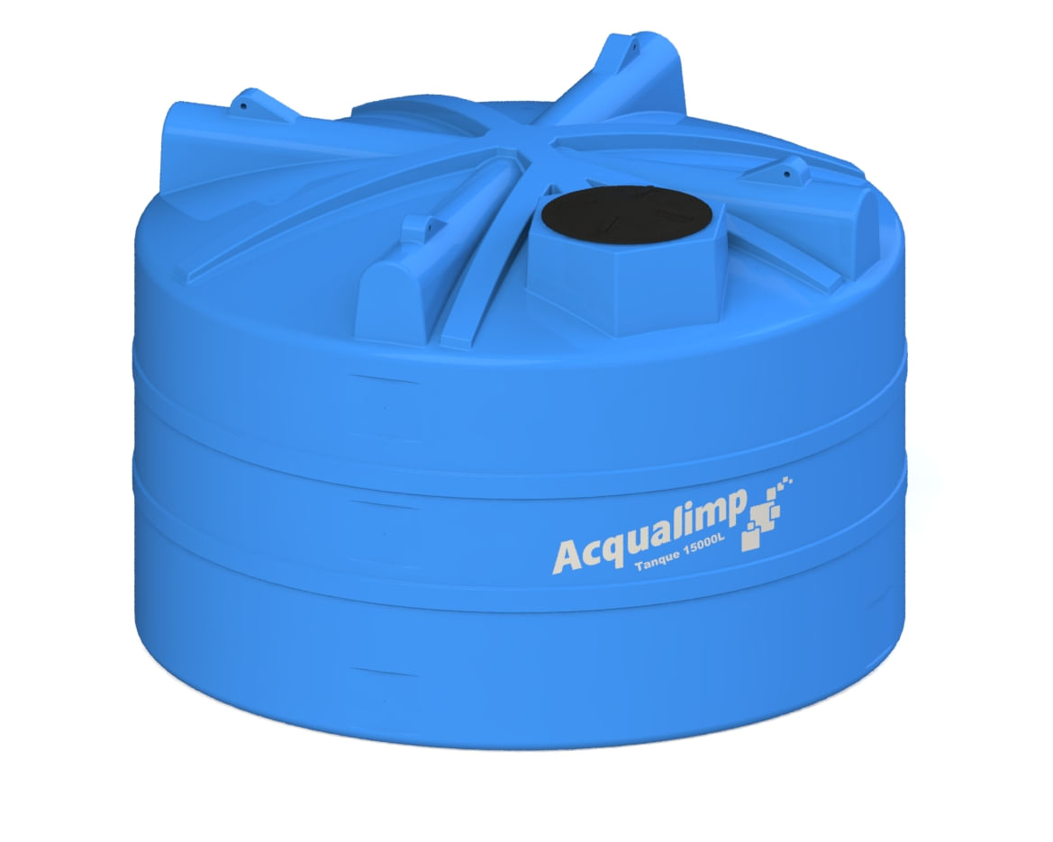Encontraproduto.com.br - Caixa D Água Tanque Azul 15000L Tampa Click Acqualimp