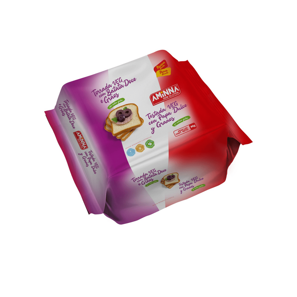 Encontraproduto.com.br - Torrada Vegana com Batata Doce Aminna 90g