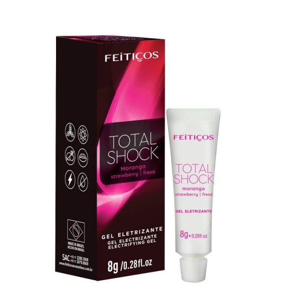 Encontraproduto.com.br - Gel Vibrador Total Shock De Morango Feitiços 8g