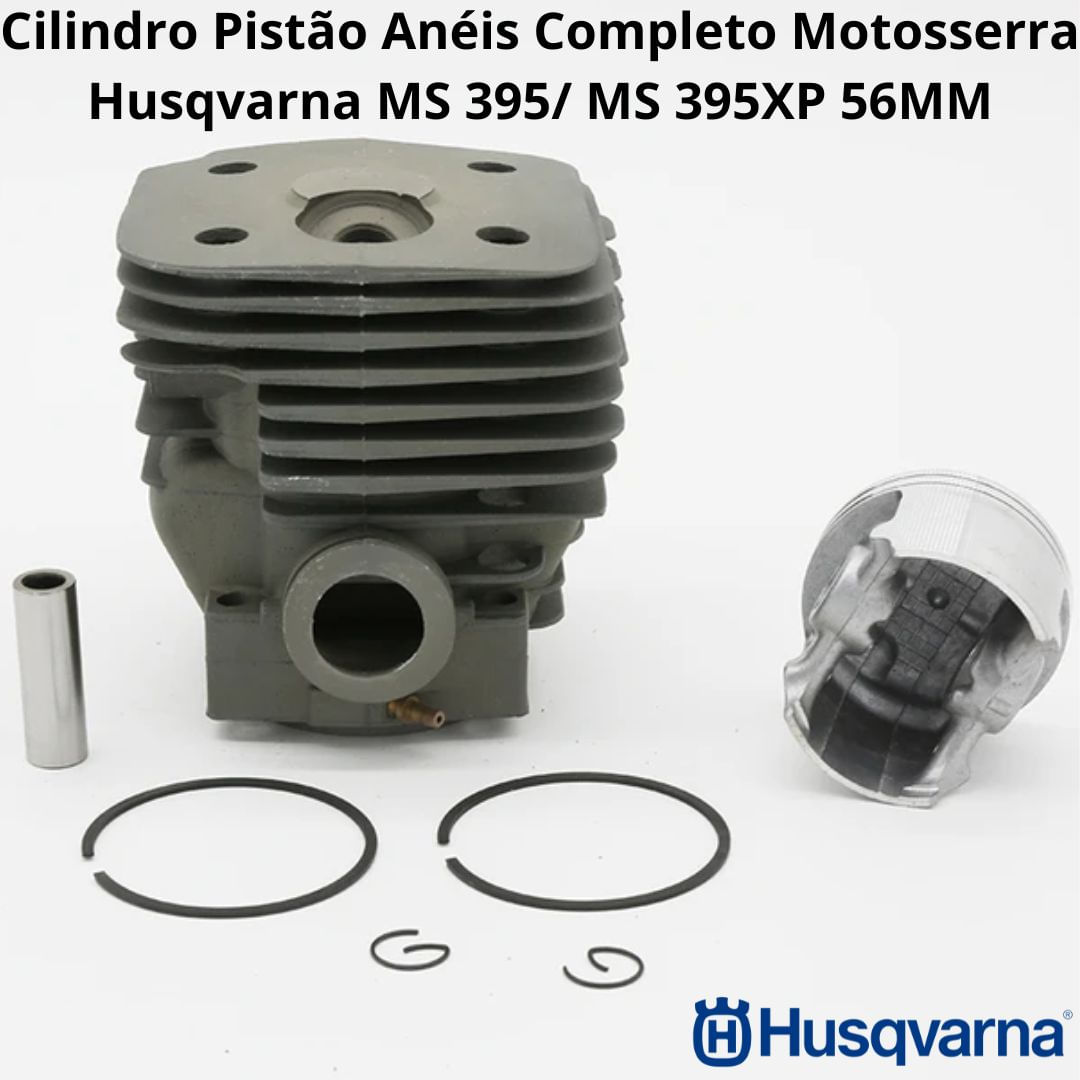 Kit Cilindro Pistão Anéis Completo Motosserra Husqvarna MS 395/ MS 395XP 56MM