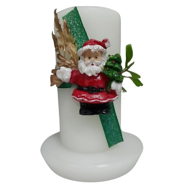 Encontraproduto.com.br - Enfeite De Natal Vela Com Papai Noel E Base 4,5x10cm Detalhe Original